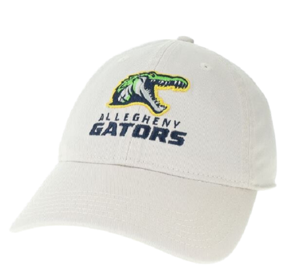 Stone twill baseball cap, front facing gator logo.