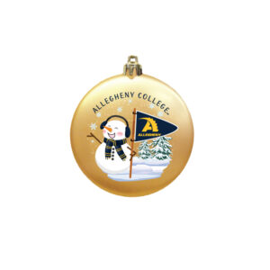 Gold Snowman Scene Ornament