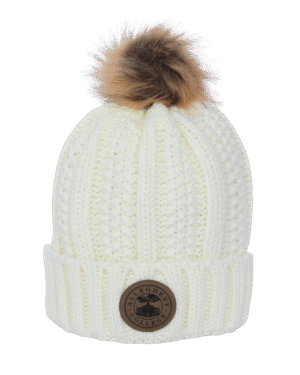 Ivory Cuff Pom Pom Beanie Hat